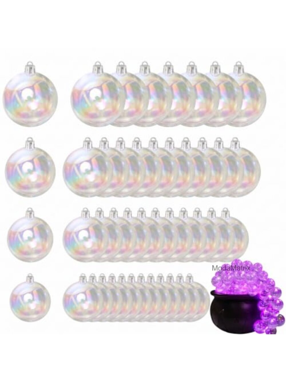 50pc Iridescent Plastic Ornament Balls DIY Halloween Cauldron Décor